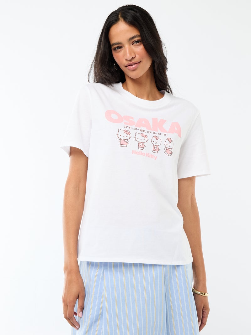 T-shirt met 'Kuromi' print, voor- en achterkant bedrukt Wit - Kiabi