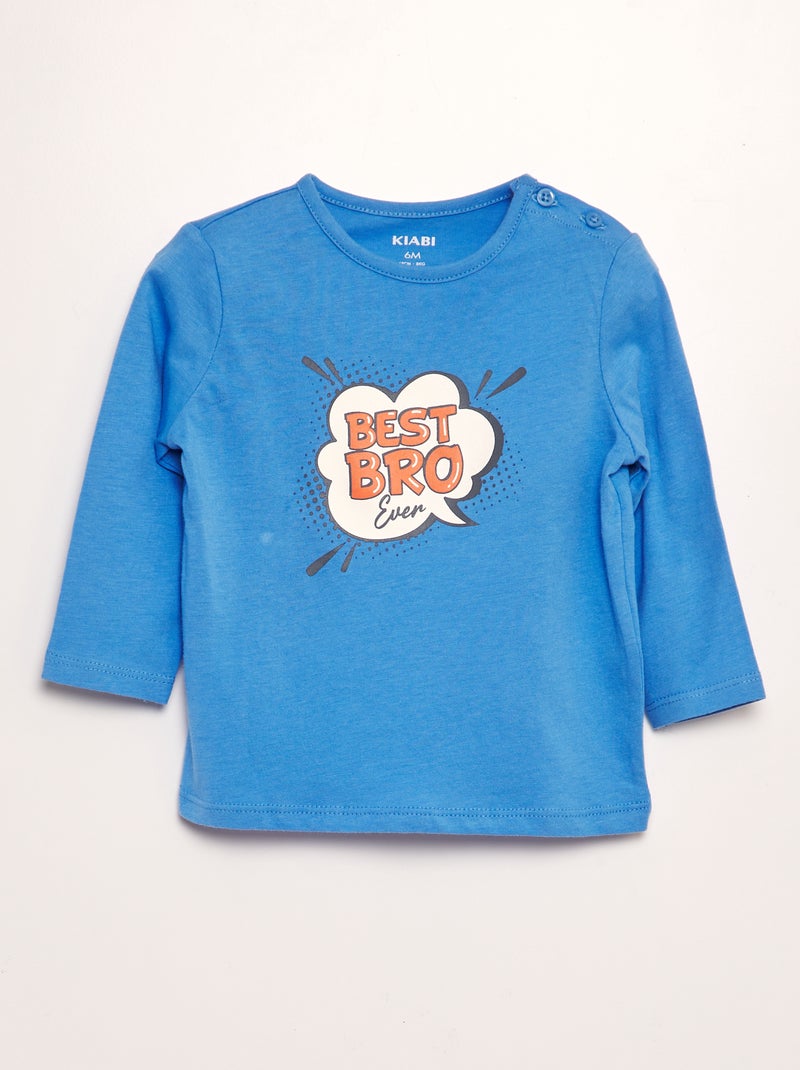 T-shirt met lange mouw - Broer en zus BLAUW - Kiabi