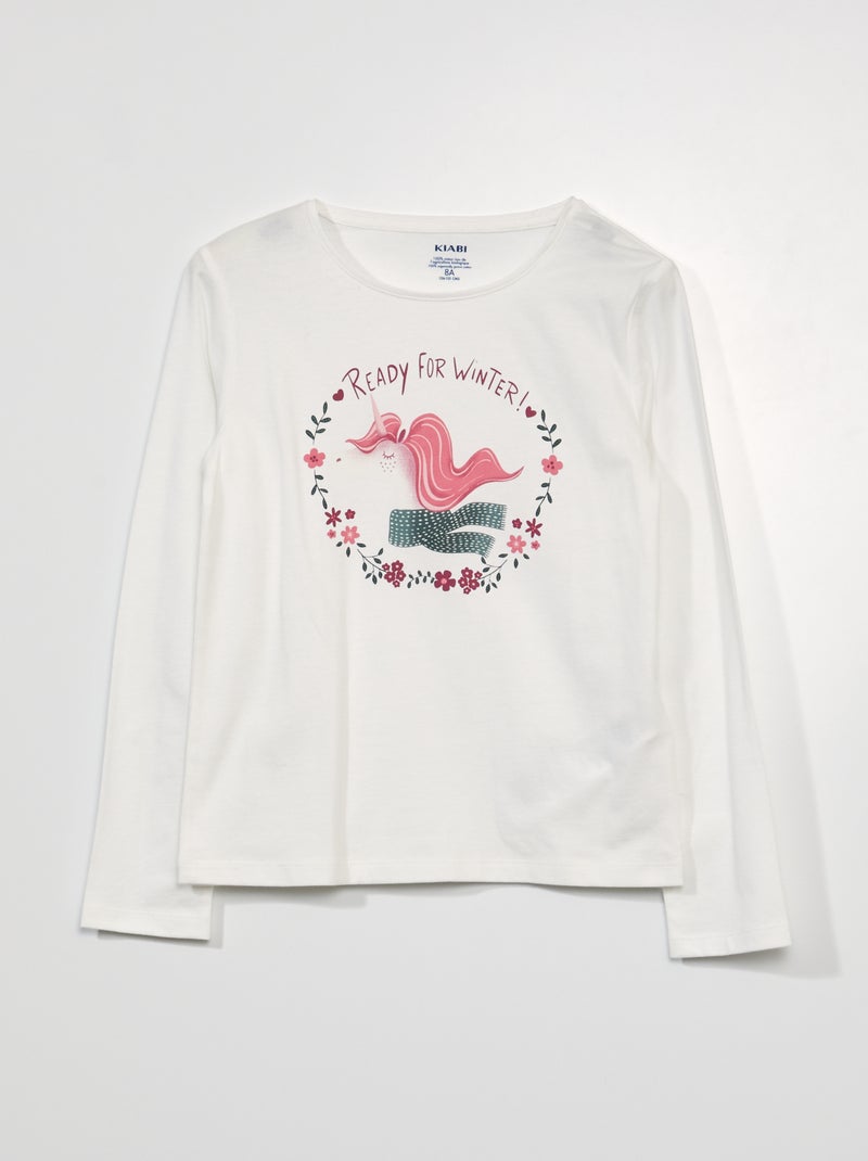 T-shirt met lange mouw BIEGE - Kiabi