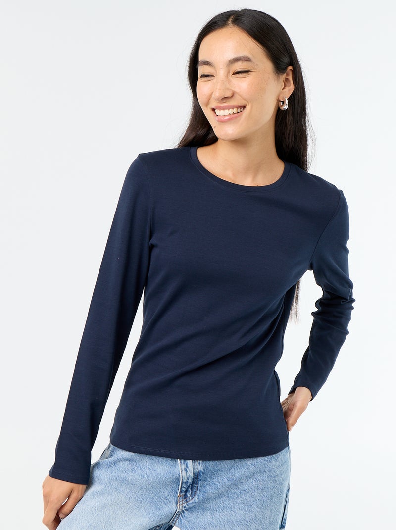T-shirt met lange mouw Blauw - Kiabi