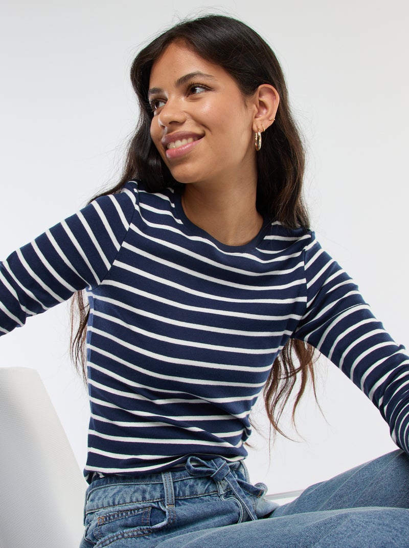 T-shirt met lange mouw Blauw - Kiabi