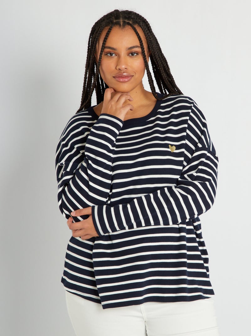 T-shirt met lange mouw BLAUW - Kiabi