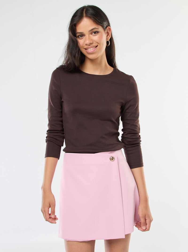 T-shirt met lange mouw bruin - Kiabi