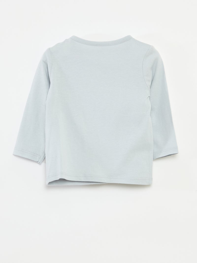 T-shirt met lange mouw en applicatie Blauw - Kiabi