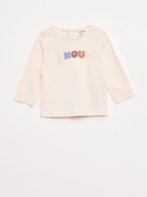 T-shirt met lange mouw en applicatie - Kiabi