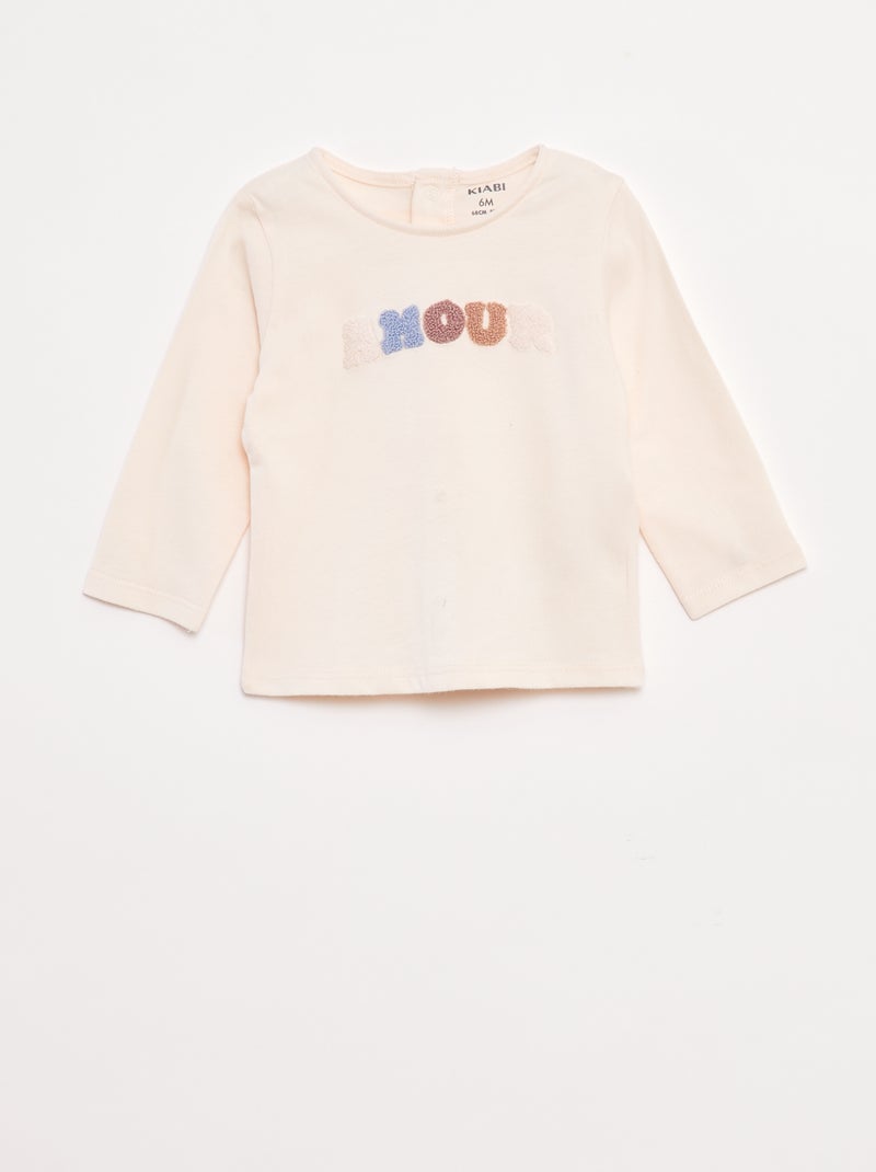 T-shirt met lange mouw en applicatie Rose - Kiabi