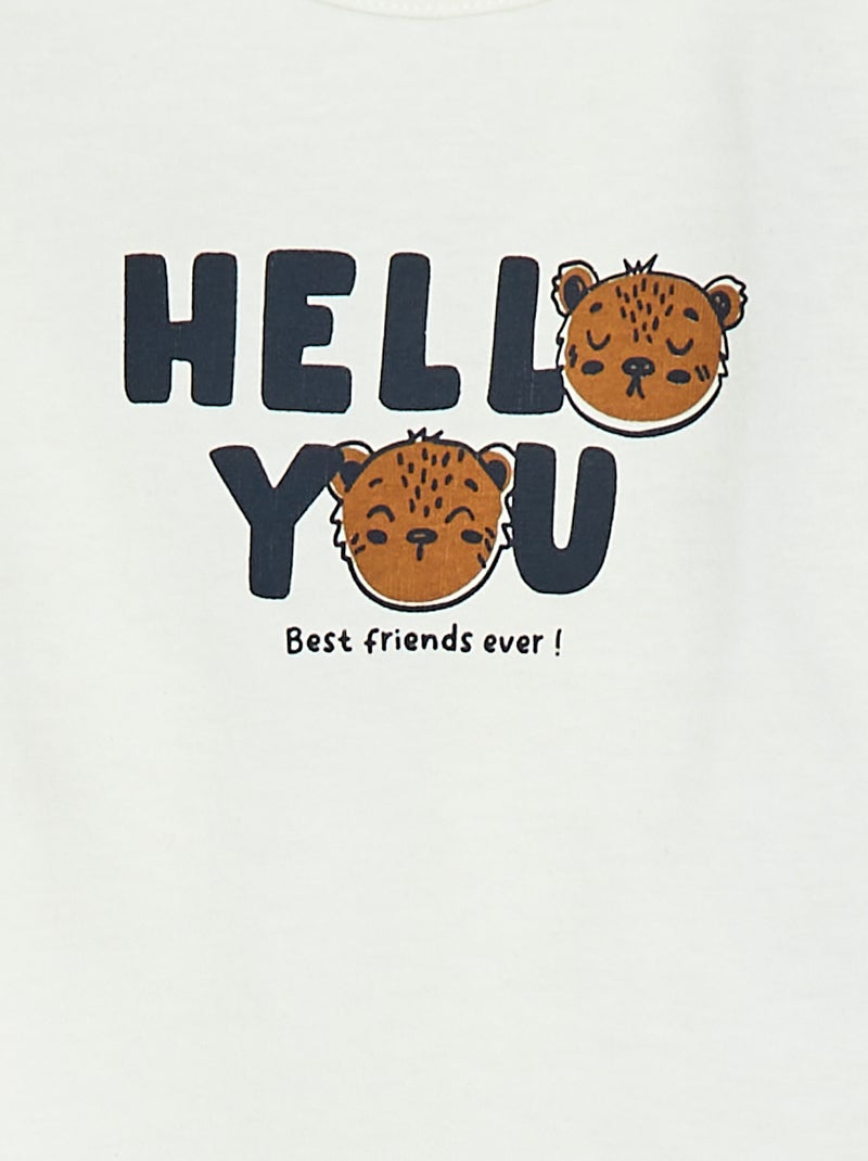 T-shirt met lange mouw en applicatie Wit - Kiabi