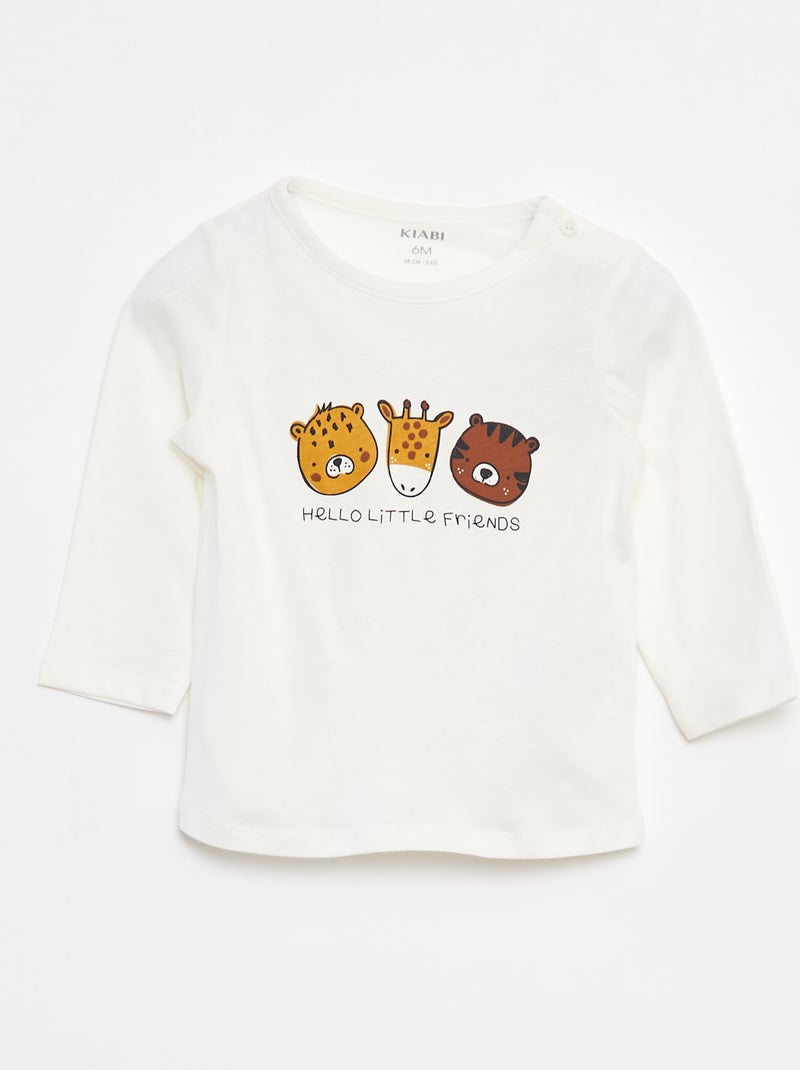 T-shirt met lange mouw en applicatie Wit - Kiabi