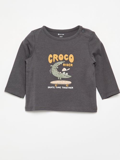 T-shirt met lange mouw en applicatie - Kiabi