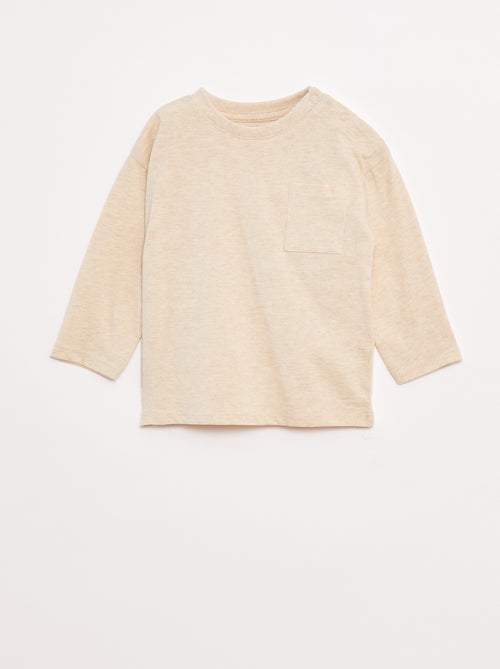 T-shirt met lange mouw en borstzakje - Kiabi