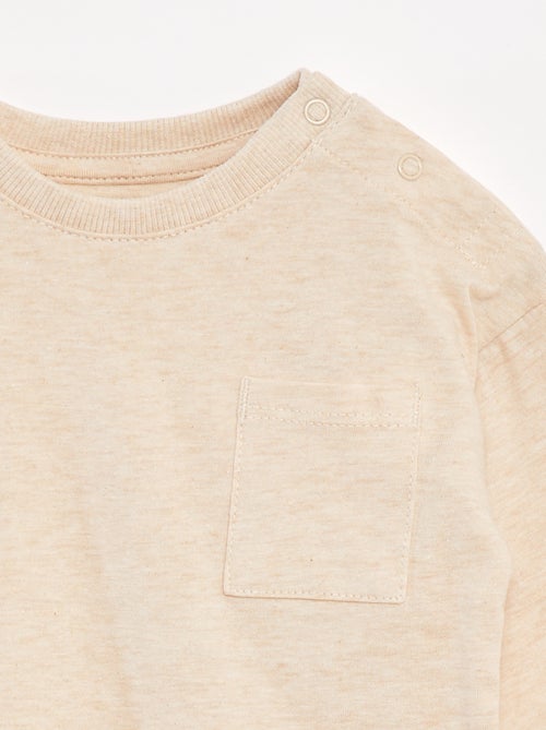 T-shirt met lange mouw en borstzakje - Kiabi