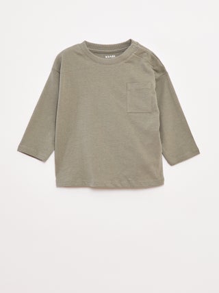 T-shirt met lange mouw en borstzakje