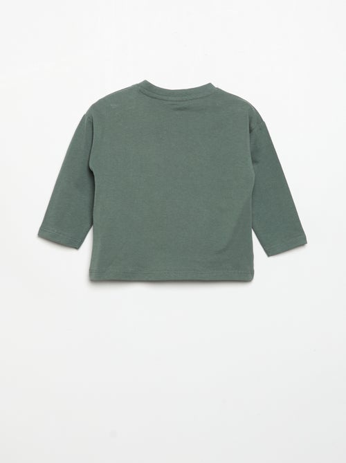 T-shirt met lange mouw en borstzakje - Kiabi
