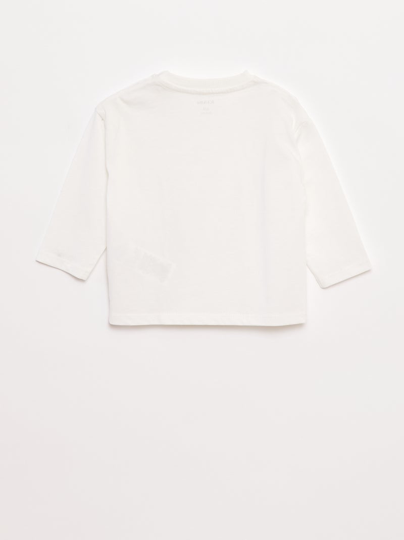 T-shirt met lange mouw en borstzakje Wit - Kiabi