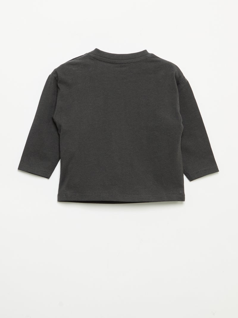 T-shirt met lange mouw en borstzakje Zwart - Kiabi