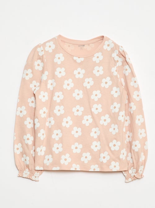 T-shirt met lange mouw en gefronst detail op de schouders - Kiabi