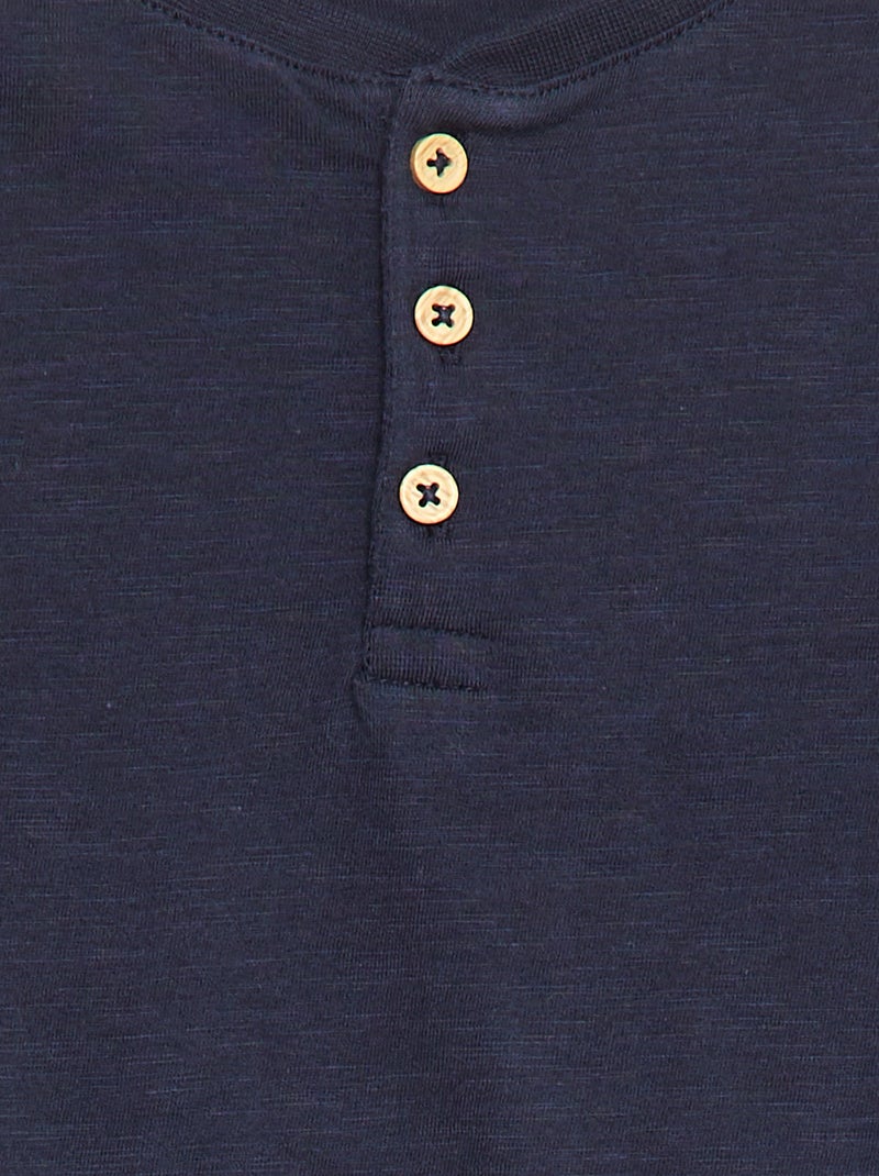 T-shirt met lange mouw en henleykraag Blauw - Kiabi