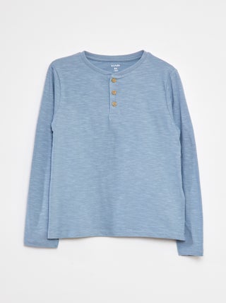 T-shirt met lange mouw en henleykraag
