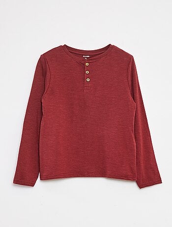 T-shirt met lange mouw en henleykraag
