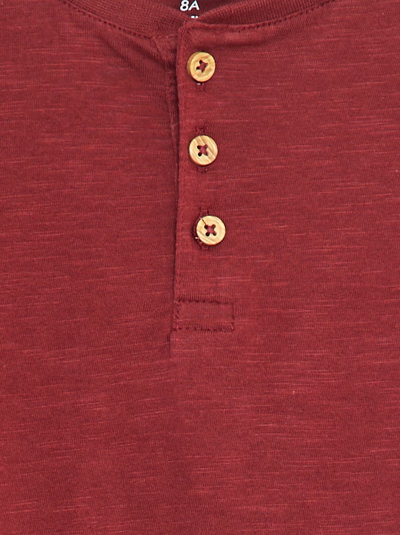 T-shirt met lange mouw en henleykraag Bruin - Kiabi