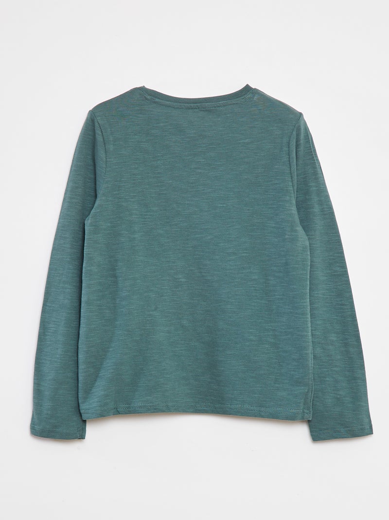 T-shirt met lange mouw en henleykraag Groen - Kiabi