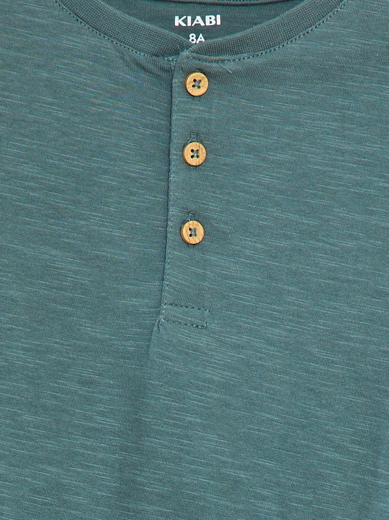 T-shirt met lange mouw en henleykraag Groen - Kiabi