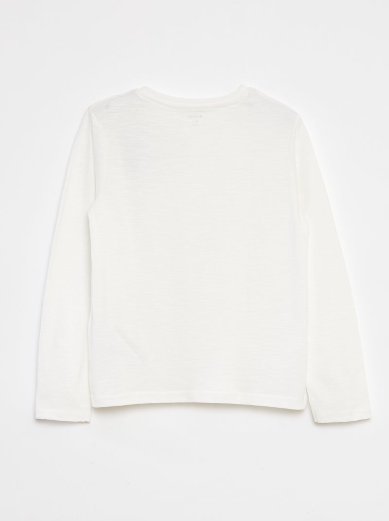 T-shirt met lange mouw en henleykraag Wit - Kiabi