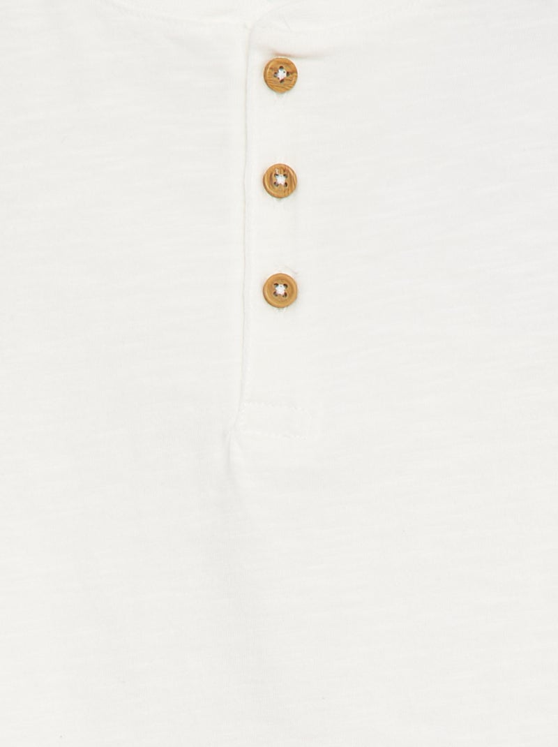 T-shirt met lange mouw en henleykraag Wit - Kiabi