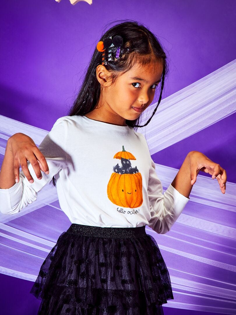 T-shirt met lange mouw en print - Halloween WIT - Kiabi