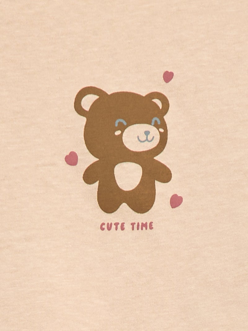 T-shirt met lange mouw en print Biege - Kiabi