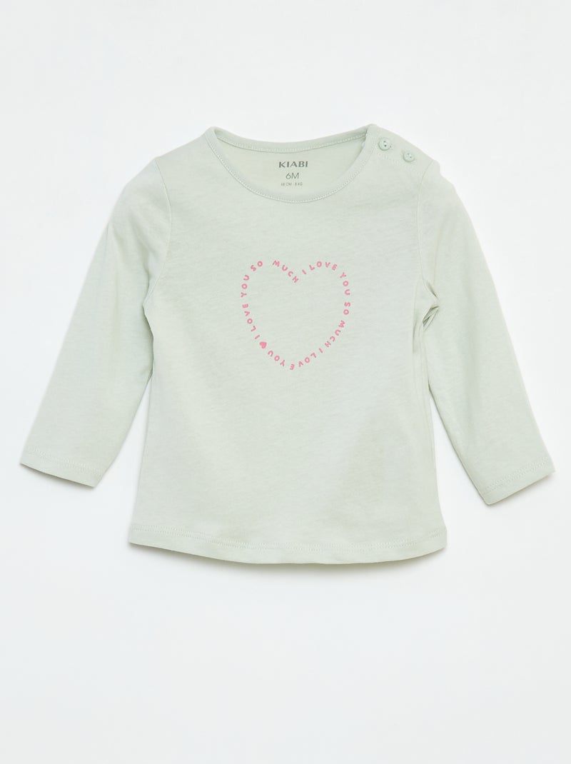 T-shirt met lange mouw en print Blauw - Kiabi