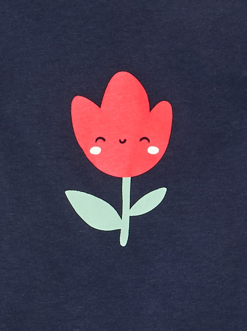 T-shirt met lange mouw en print Blauw - Kiabi