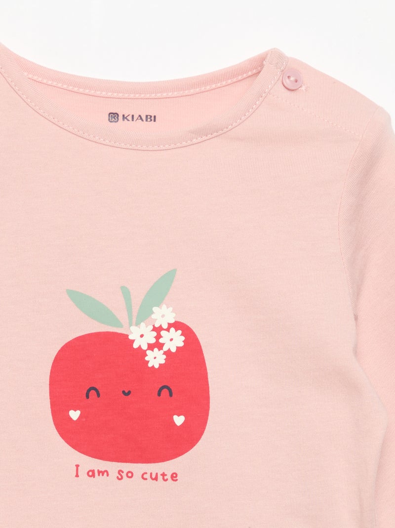 T-shirt met lange mouw en print Blauw - Kiabi