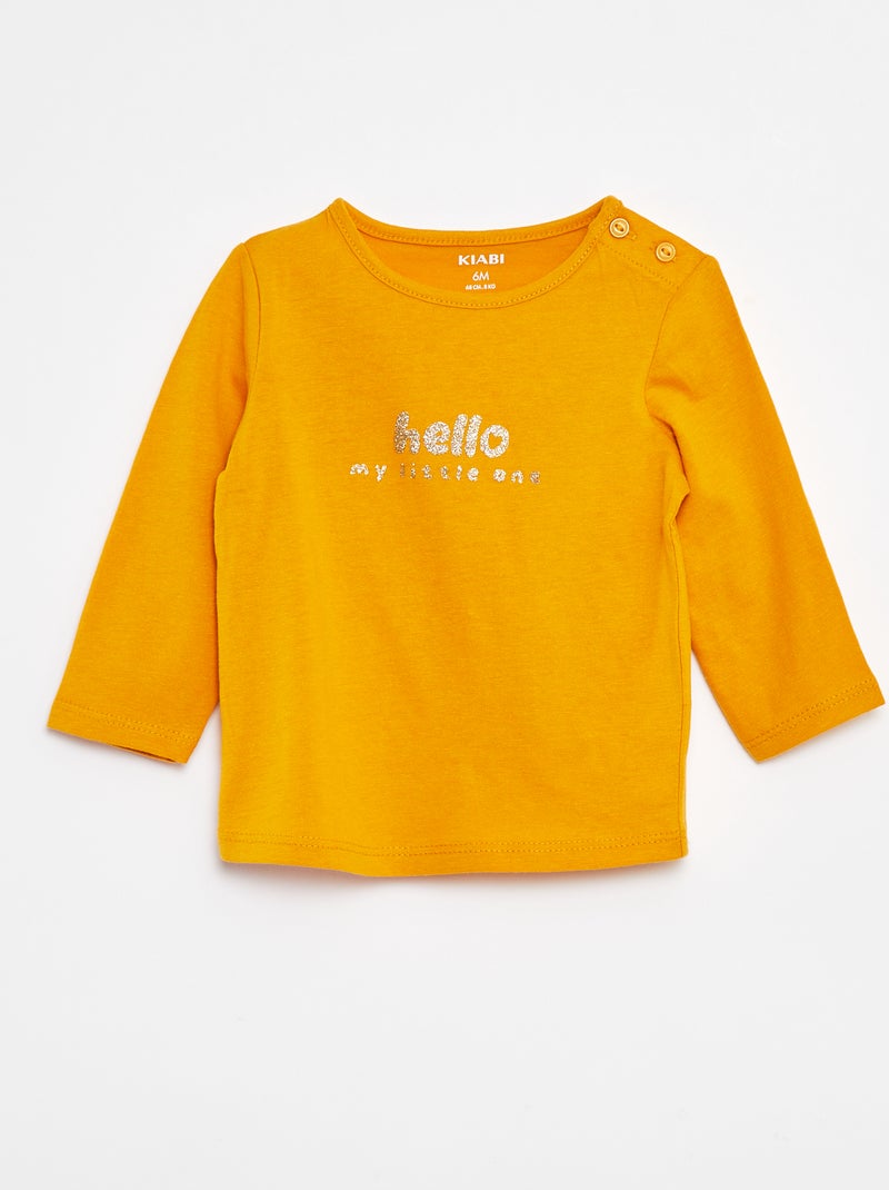 T-shirt met lange mouw en print Geel - Kiabi