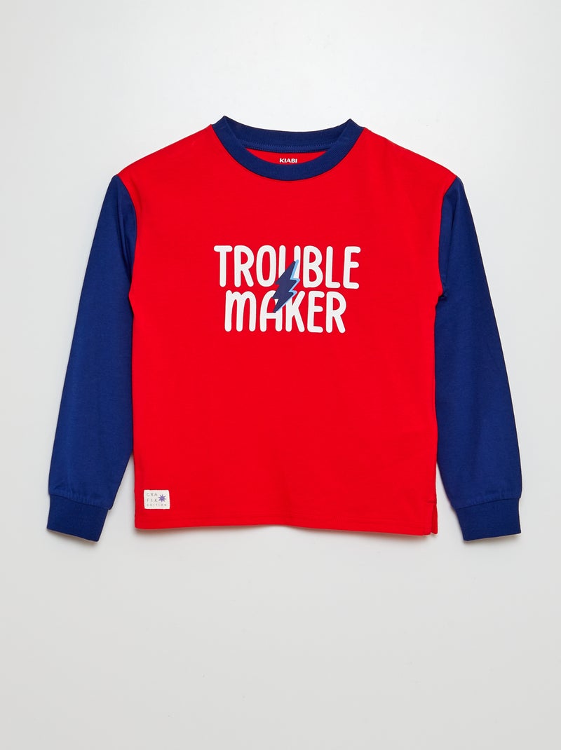 T-shirt met lange mouw en print ROOD - Kiabi