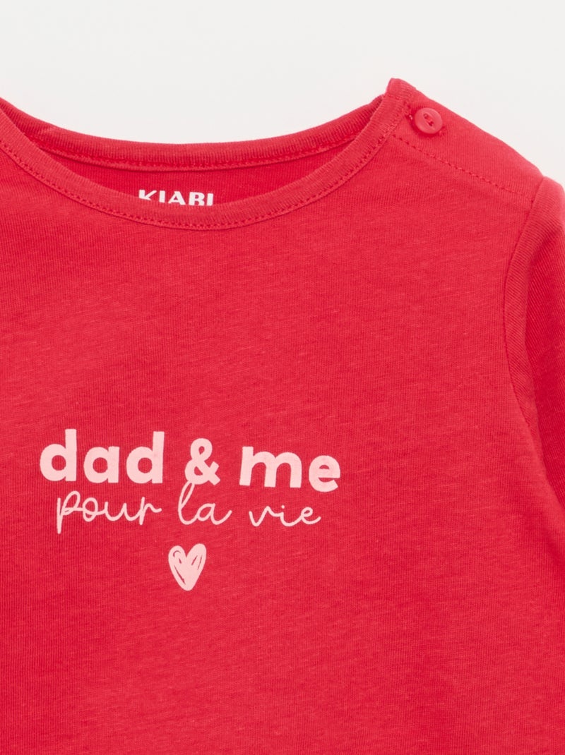 T-shirt met lange mouw en print Rood - Kiabi