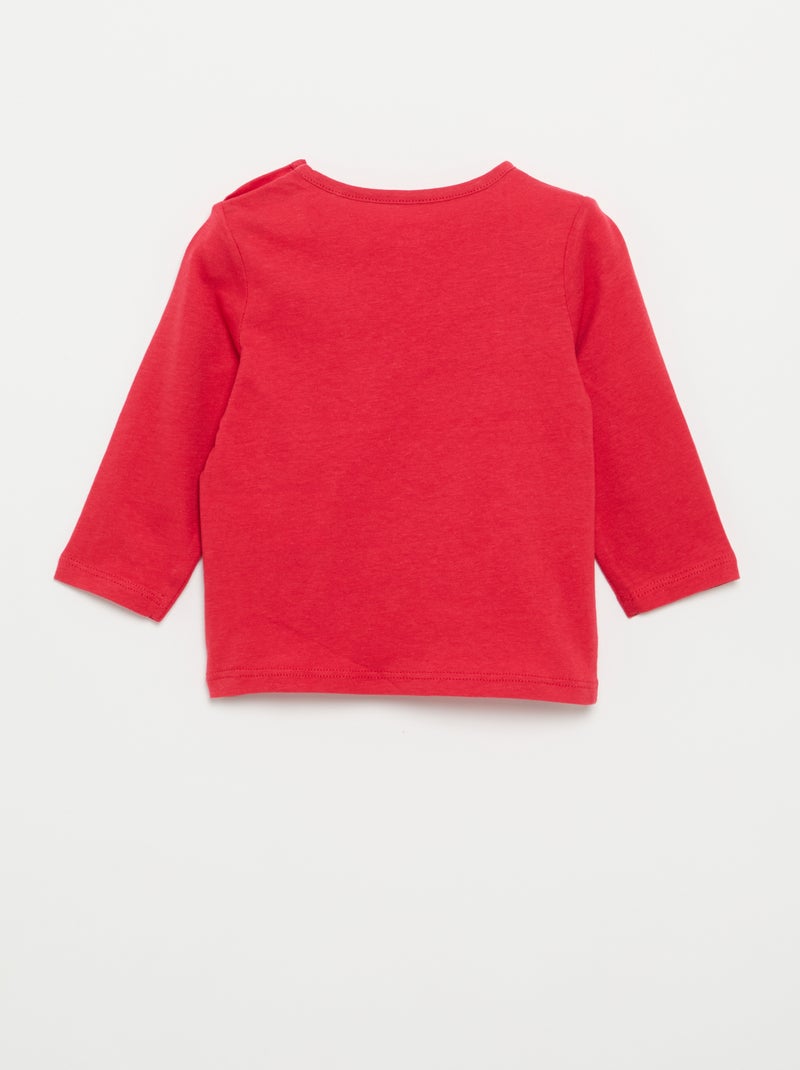 T-shirt met lange mouw en print Rood - Kiabi