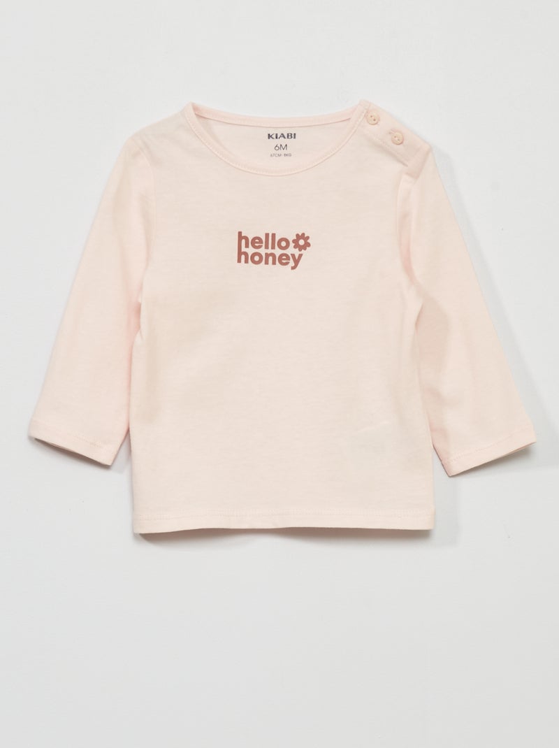 T-shirt met lange mouw en print ROSE - Kiabi