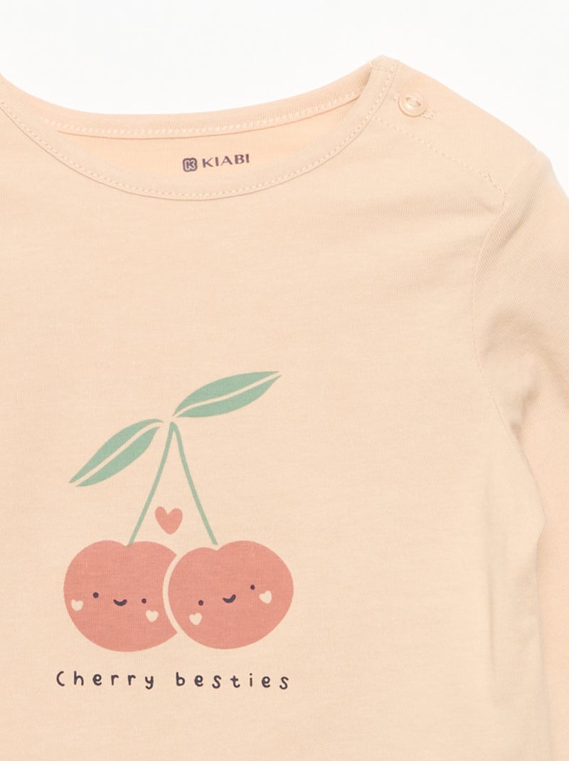 T-shirt met lange mouw en print Rose - Kiabi
