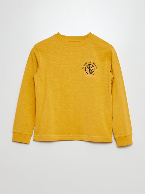 T-shirt met lange mouw en print voor & achter - Kiabi