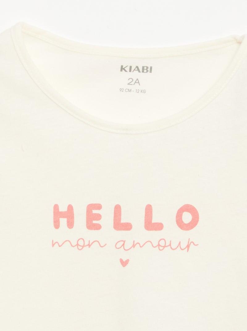 T-shirt met lange mouw en print Wit - Kiabi