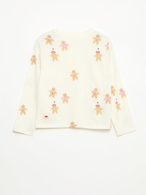 T-shirt met lange mouw en print - Kiabi