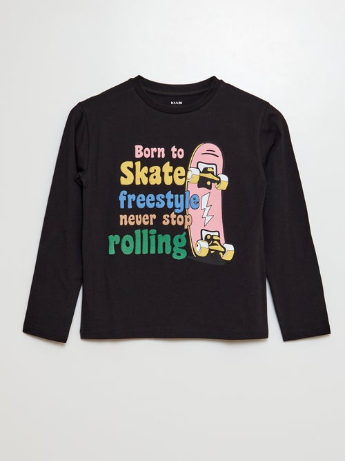 T-shirt met lange mouw en skateprint - Kiabi