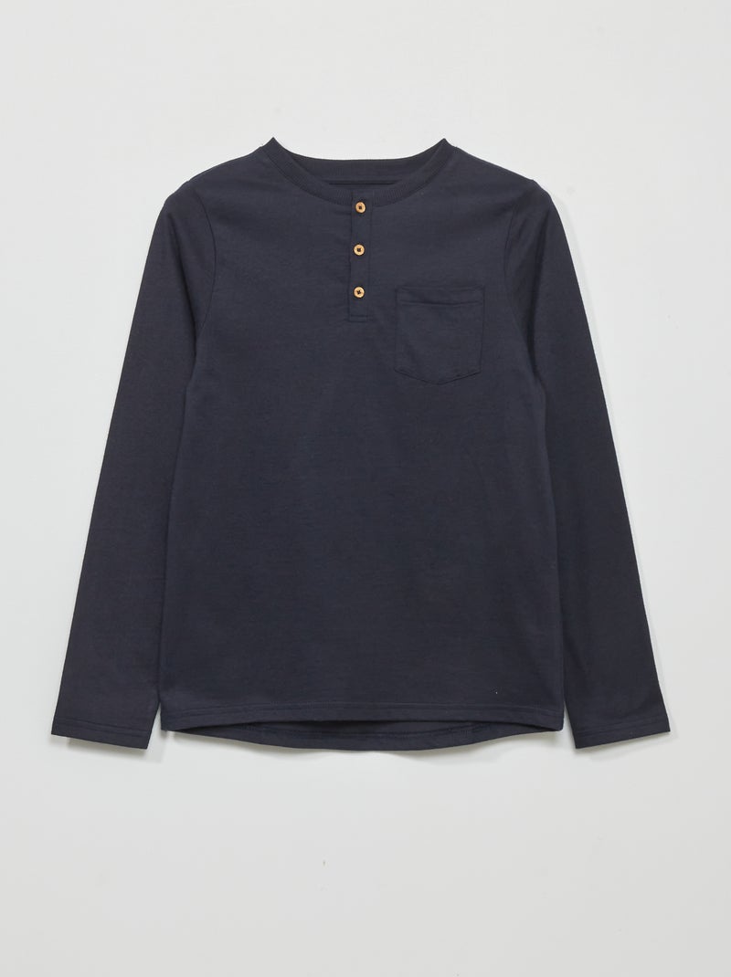 T-shirt met lange mouw en tuniekhals BLAUW - Kiabi