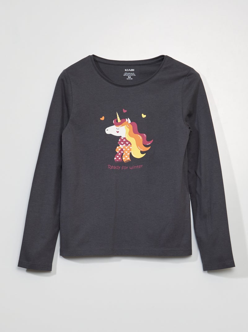 T-shirt met lange mouw GRIJS - Kiabi