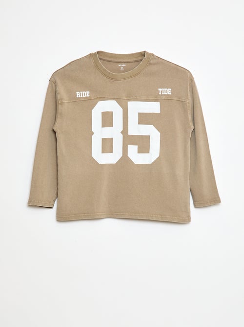 T-shirt met lange mouw in American sports-stijl - Kiabi