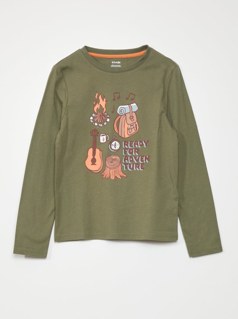 T-shirt met lange mouw KAKI - Kiabi
