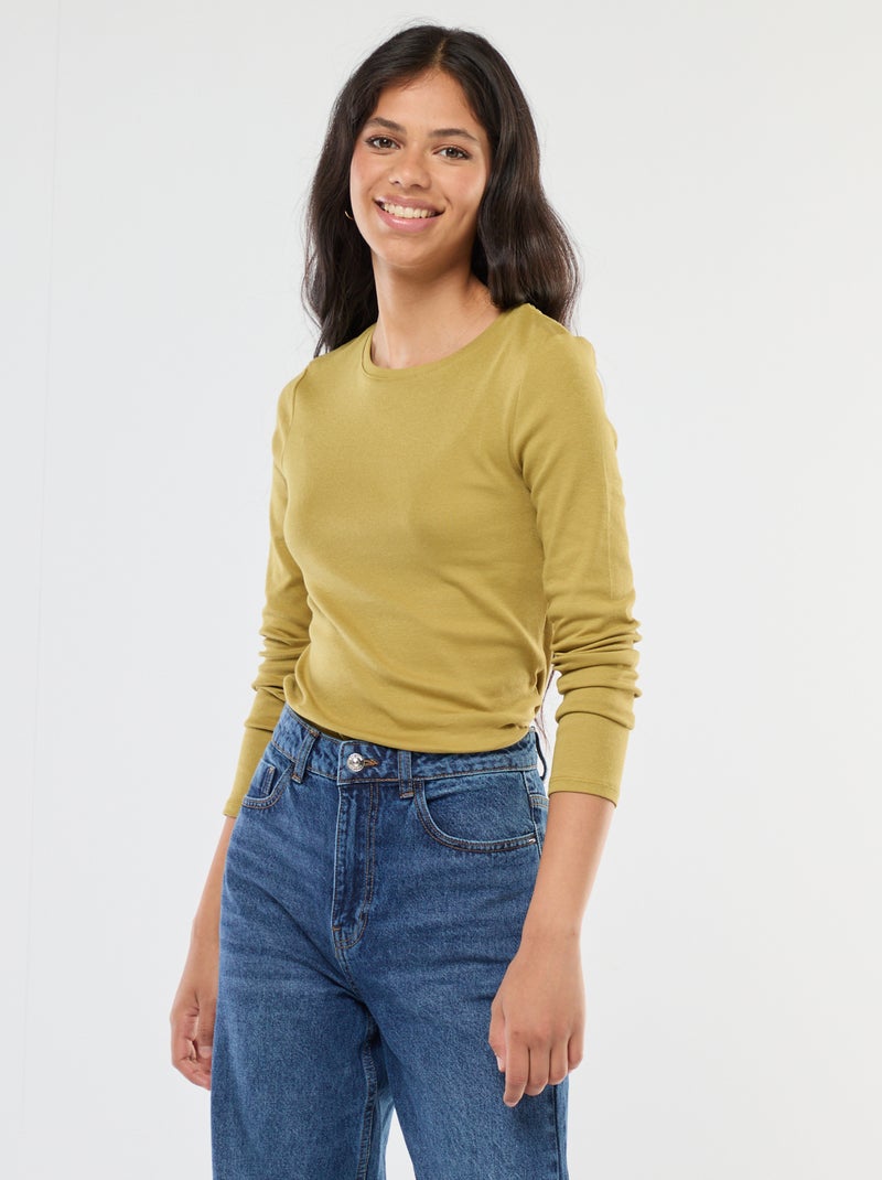 T-shirt met lange mouw Kaki - Kiabi