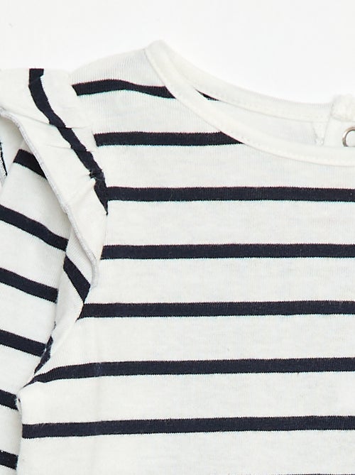 T-shirt met lange mouw, motiefje en ruches rond de mouwinzet - Kiabi