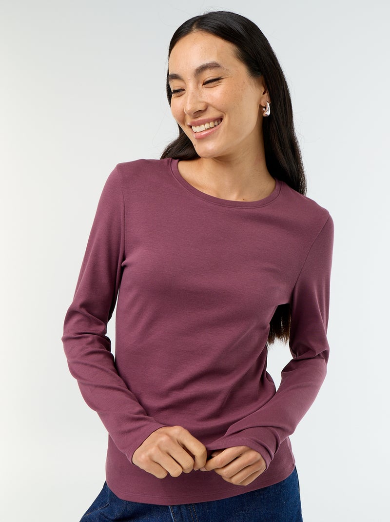 T-shirt met lange mouw Paars - Kiabi
